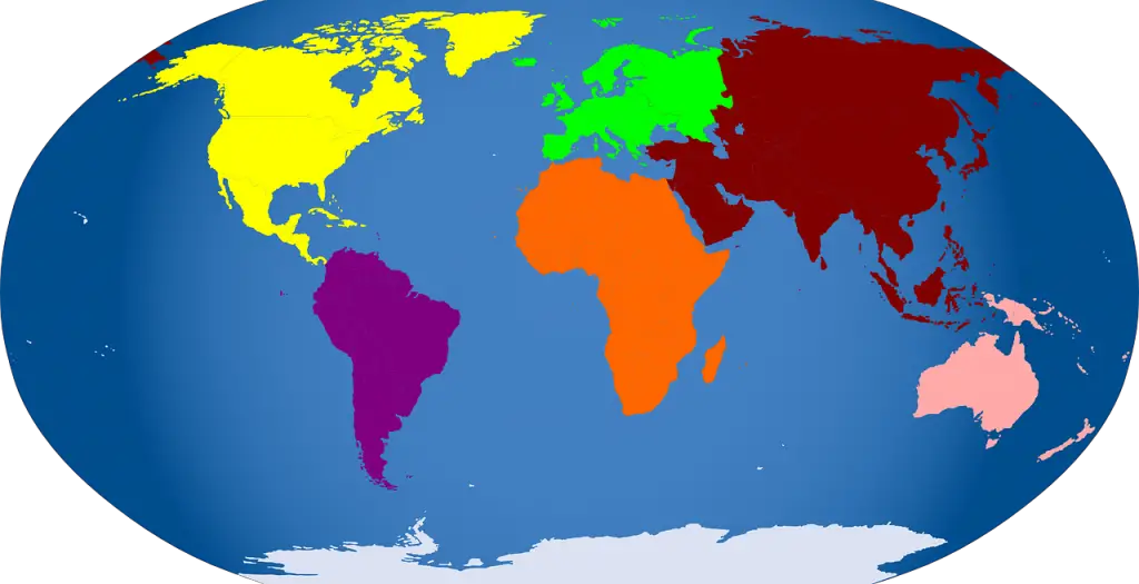 7 Kontinente der Welt Karte