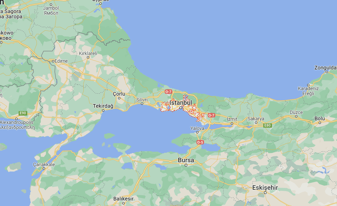 Istanbul auf der Karte